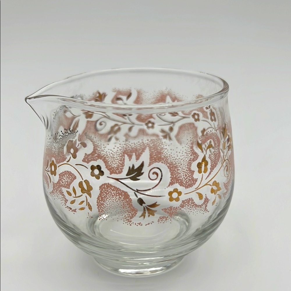Vintage Libbey Duchess Pink Mist Gold Floral Vine Glass Creamer